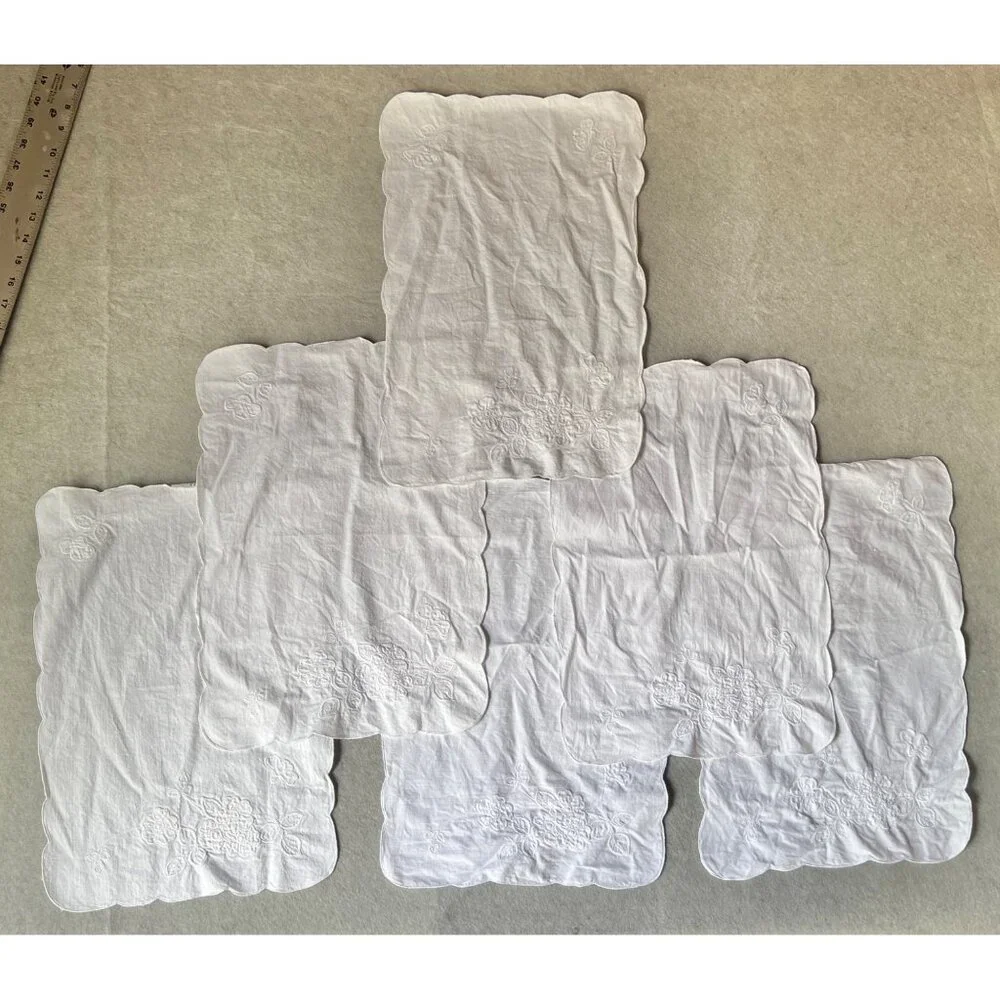 Embroidered Floral Placemats Napkins 17